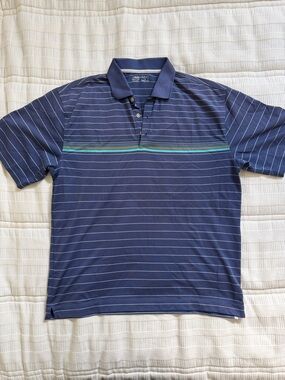 Nike Navy Polo with Teal and Light Blue Accent Stripes